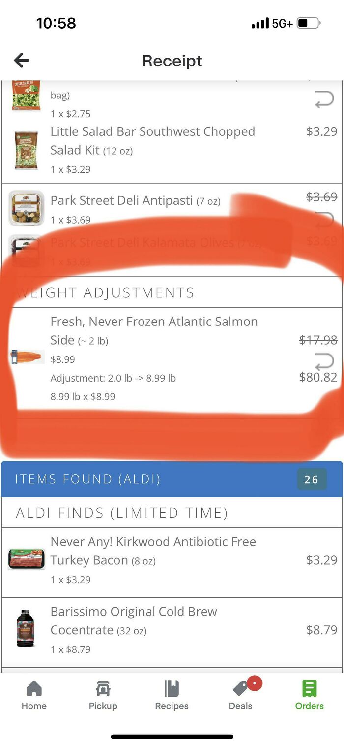 Charged $80 For 2lbs Of Salmon
