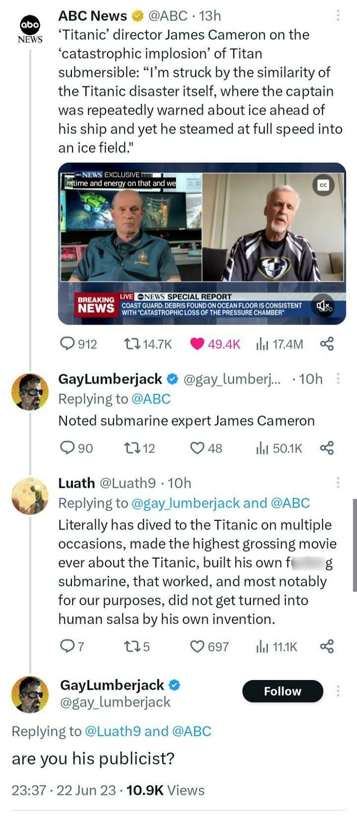 Twittee User Doesn't Seem Happy To Learn That James Cameron Is, As A Matter Of Fact, A Noted Submarine Expert