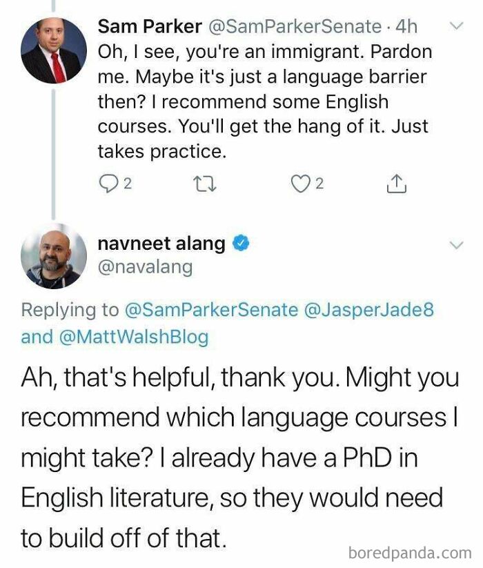 Foreign Sounding Name = Must Be Immigrant = Must Suck At English. Logic 101