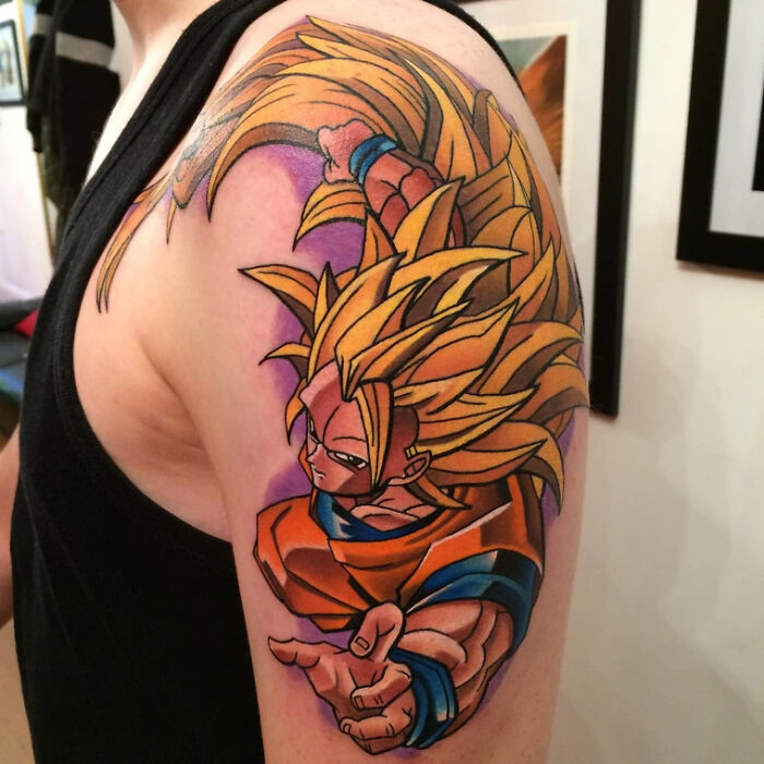 Super Saiyan 3 Goku shoulder arm Tattoo