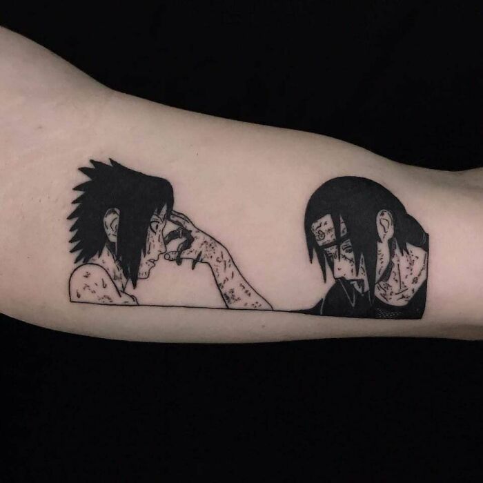 Sasuke And Itachi death scene arm Tattoo From Naruto