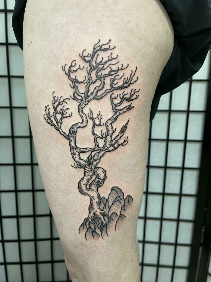 Gnarled Oak Tree Tattoo