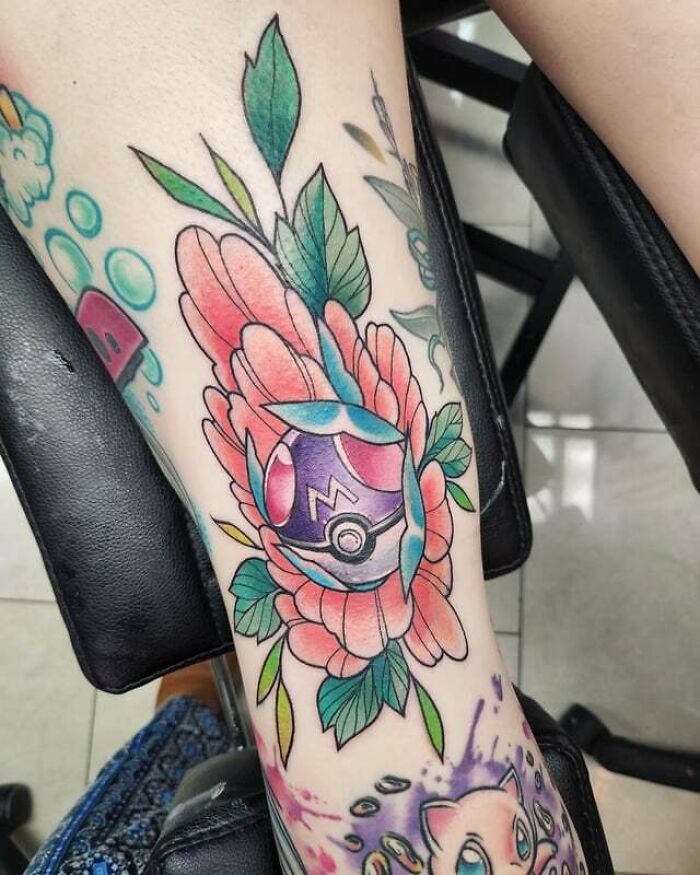 Knee Ditch Master Pokemon Ball Tattoo