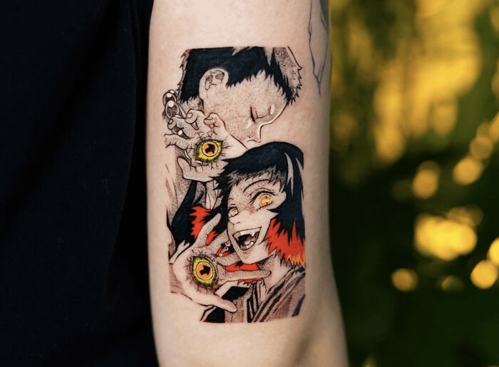 Susamaru And Yahaba From Demon Slayer arm Tattoo