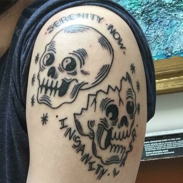 Seinfeld Inspired skulls arm Tattoo