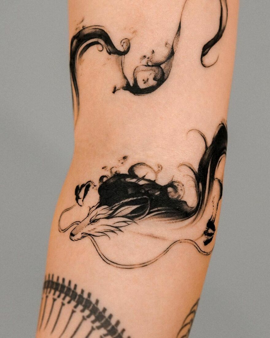 brushstroke style haku dragon tattoo