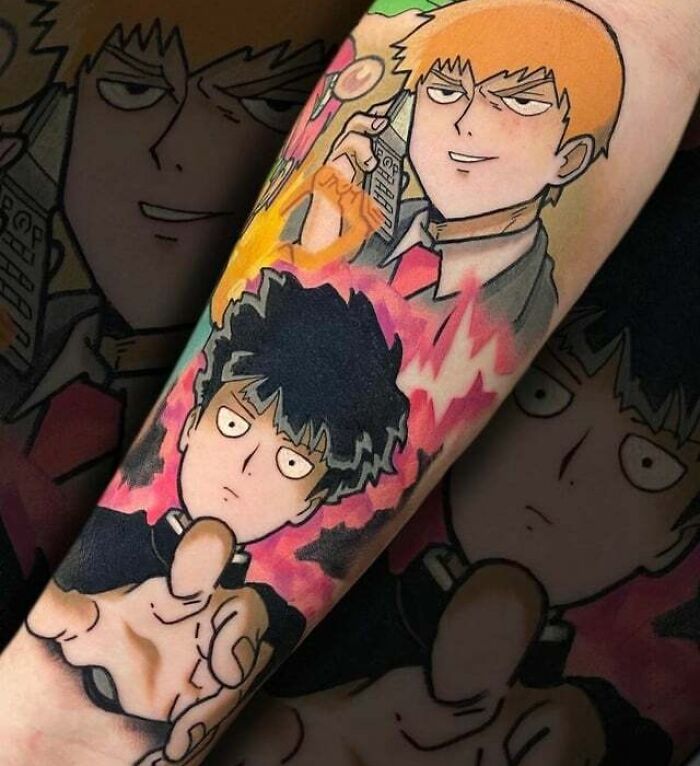 Mob Psycho 100 Anime characters arm Sleeve Tattoo