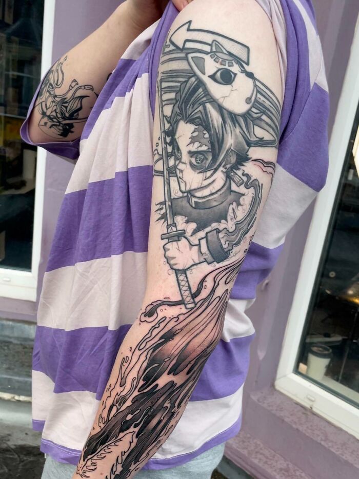Hinokami Kagura, A Continuation Of Demon Slayer, Anime arm Sleeve Tattoo