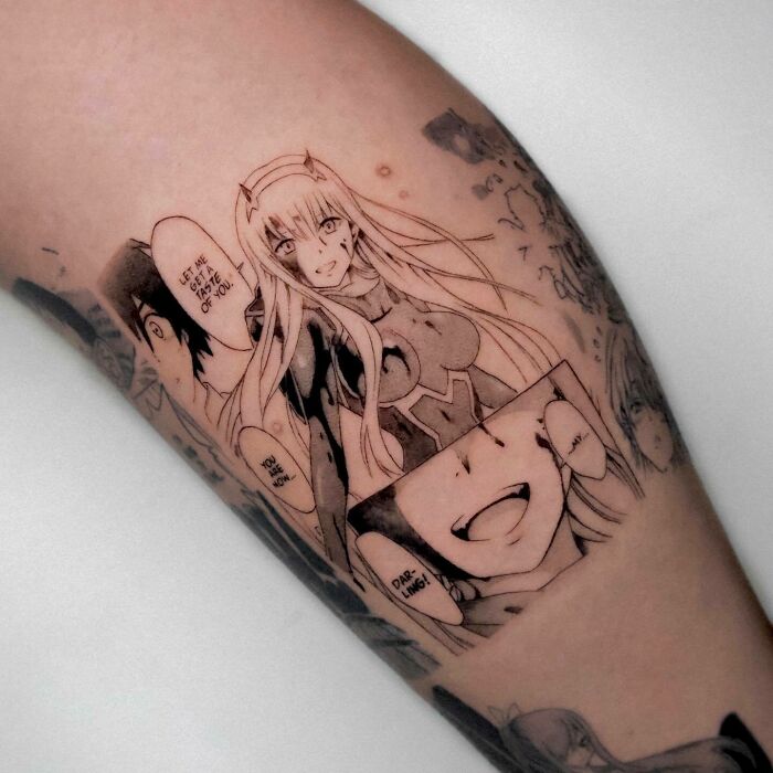 Zero Two Manga Panel Tattoo