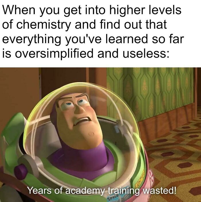 Meme about getting into higher levels of chemistry 
