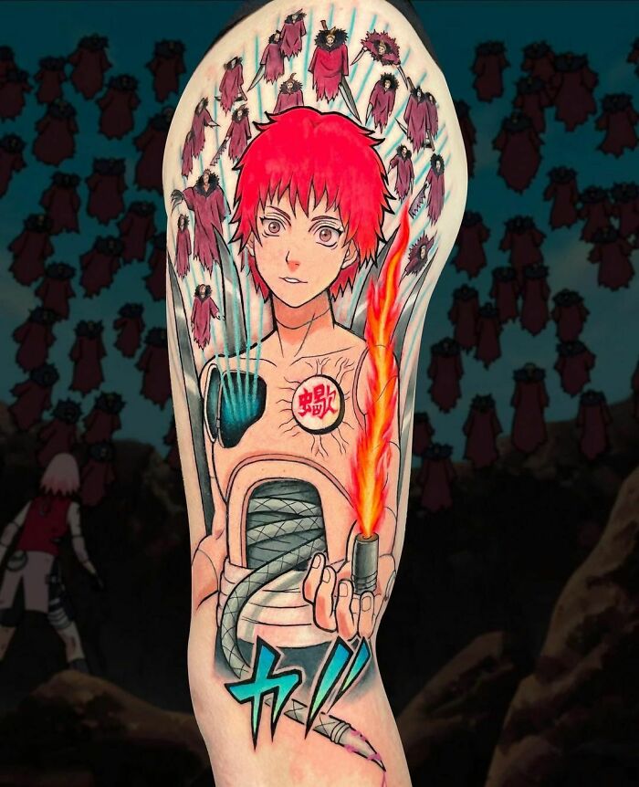 Sasori arm sleeve Tattoo From Naruto