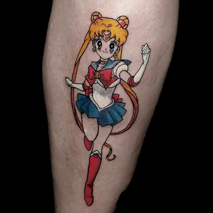 Blonde Sailor Moon wearing school uniform Tattoo
