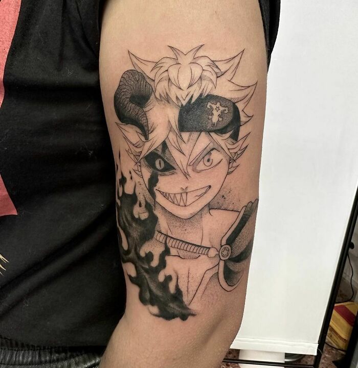 Asta good and evil side arm Tattoo From Black Clover