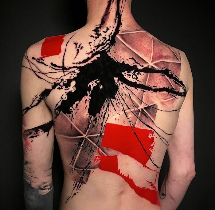 Large abstract back tattoo
