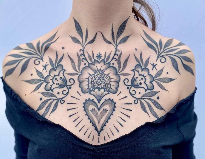 The Perfect Flower Duo chest Tattoo