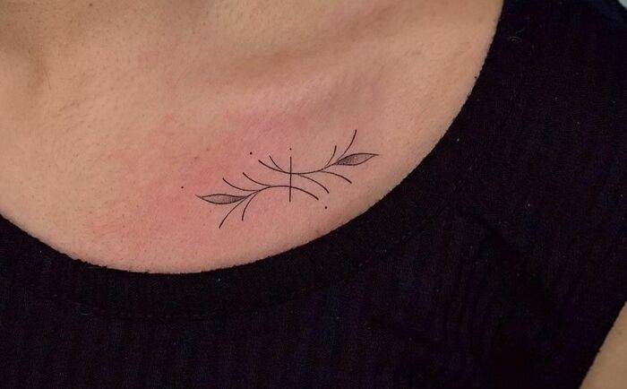 Symbol For March Collarbone Tattoo