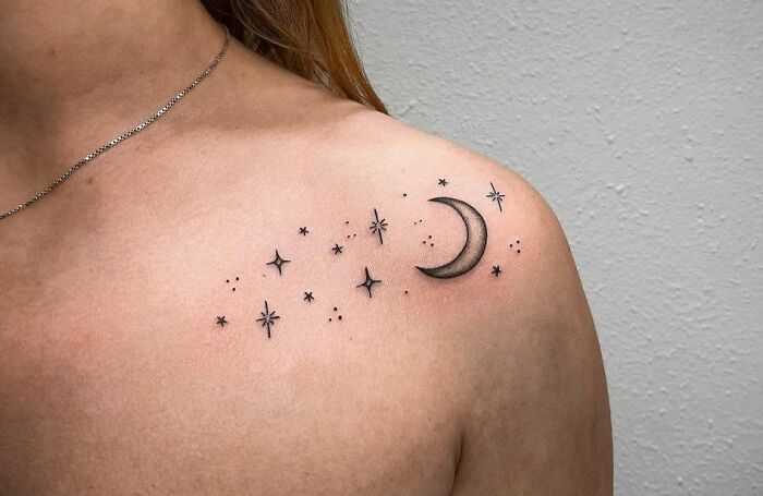 Celestial Shoulder-Collarbone Tattoo
