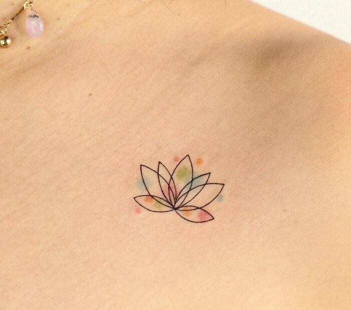 Lotus Collarbone Tattoo