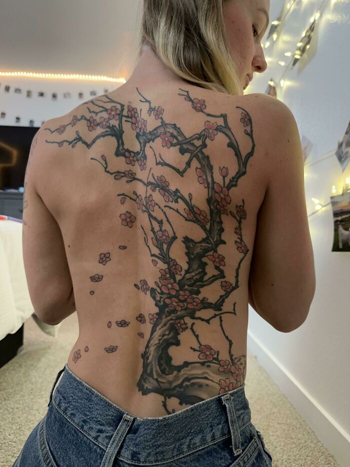 Traditional Cherry Blossom Tree Tattoo