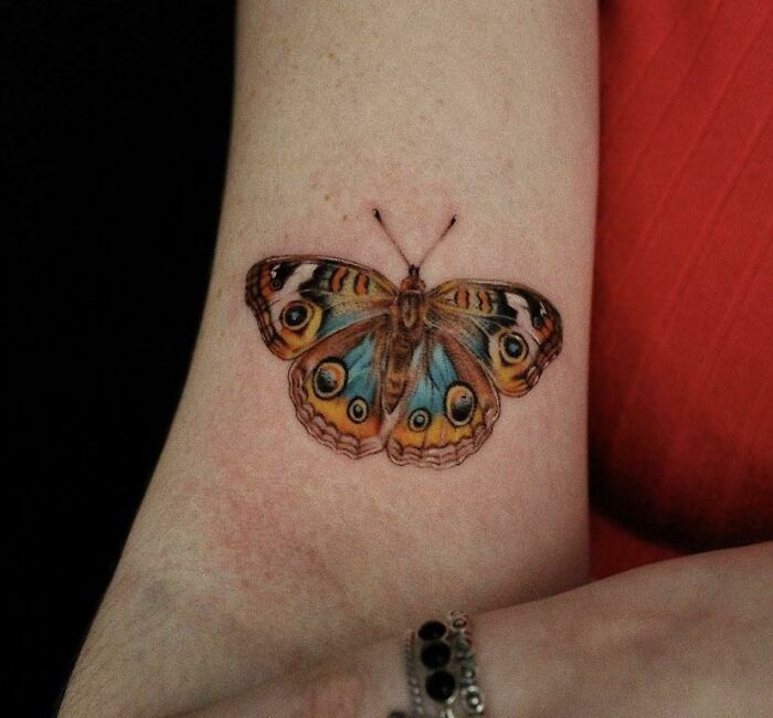 abstract Common Buckeye Butterfly arm Tattoo