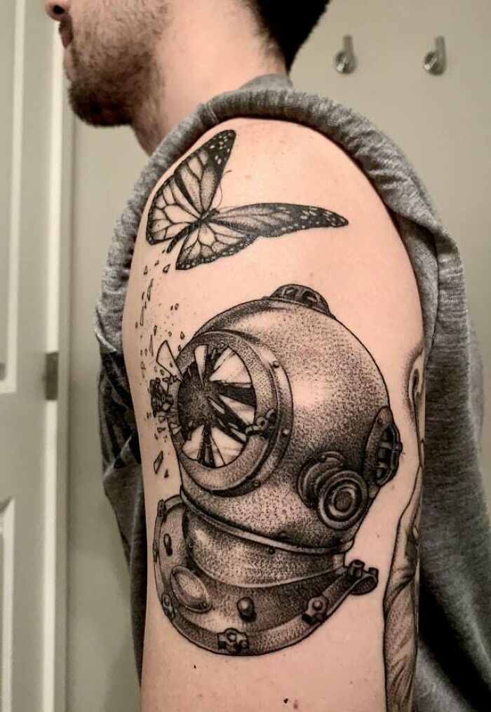 The Diving Bell And The Butterfly arm tattoo