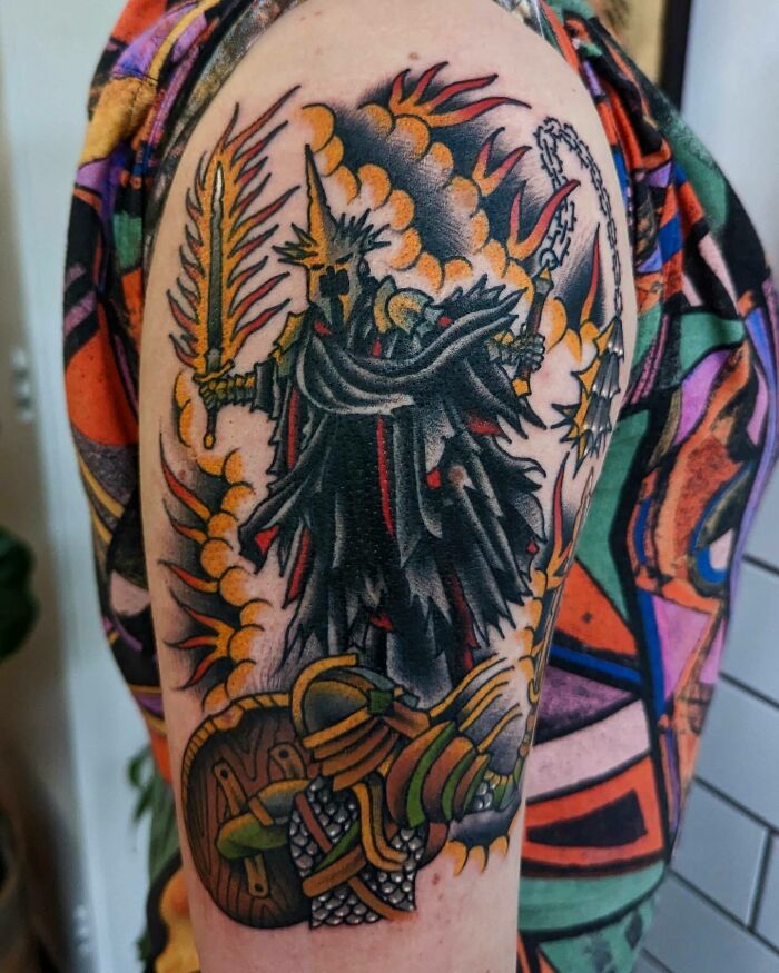 The Witch-king and Éowyn fighting tattoo 