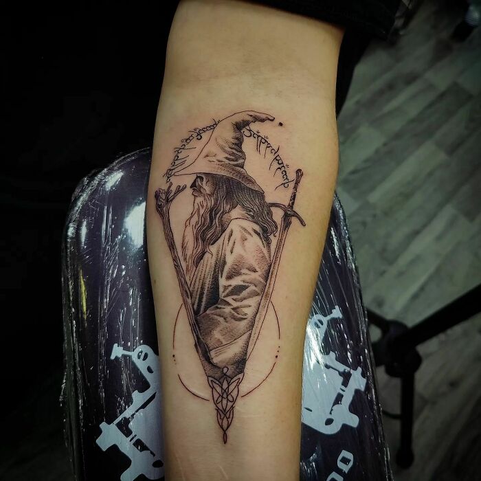 Gandalf with staff tattoo 