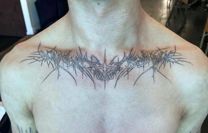 Aggrogoth Style Collarbones Tattoo