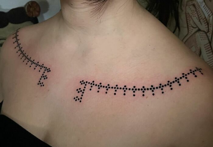 Dainty Dots Under Collarbones Tattoo