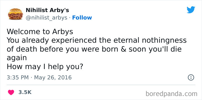 you already experienced the eternal nothingness nihilist arby's meme