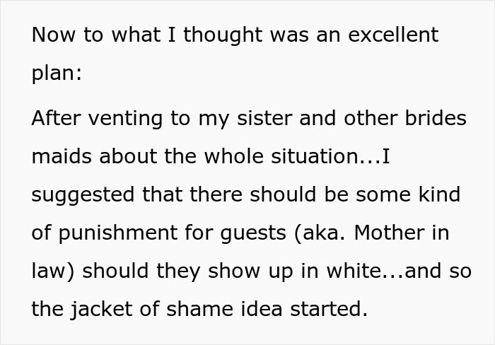 Bride Comes Up With A Brilliant Punishment For Anyone Who Shows Up In White To The Wedding After Seeing What MIL Plans On Wearing Bride Comes Up With A Brilliant Punishment For Anyone Who Shows Up In White To The Wedding After Seeing What MIL Plans On Wearing