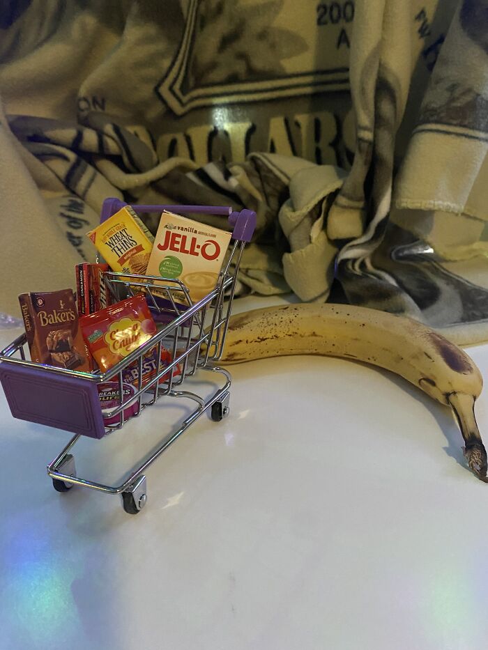 Banana For Scale: Shopping Cart With Sold Separately Groceries