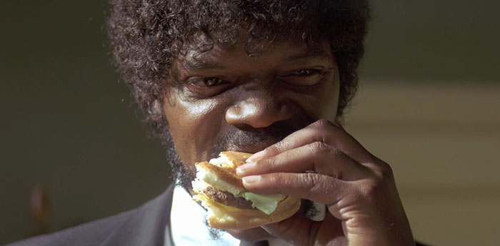 Jules Winnfield eating the burger