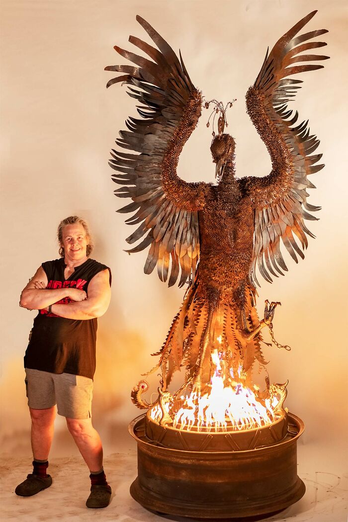 I Made A Scrap Metal Phoenix Fire Pit (11 Pics)