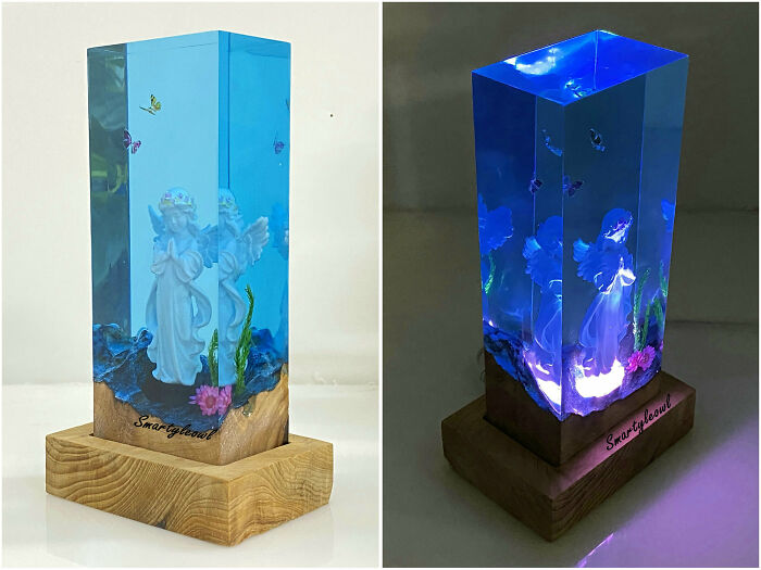 Praying Angel Resin Lamp
