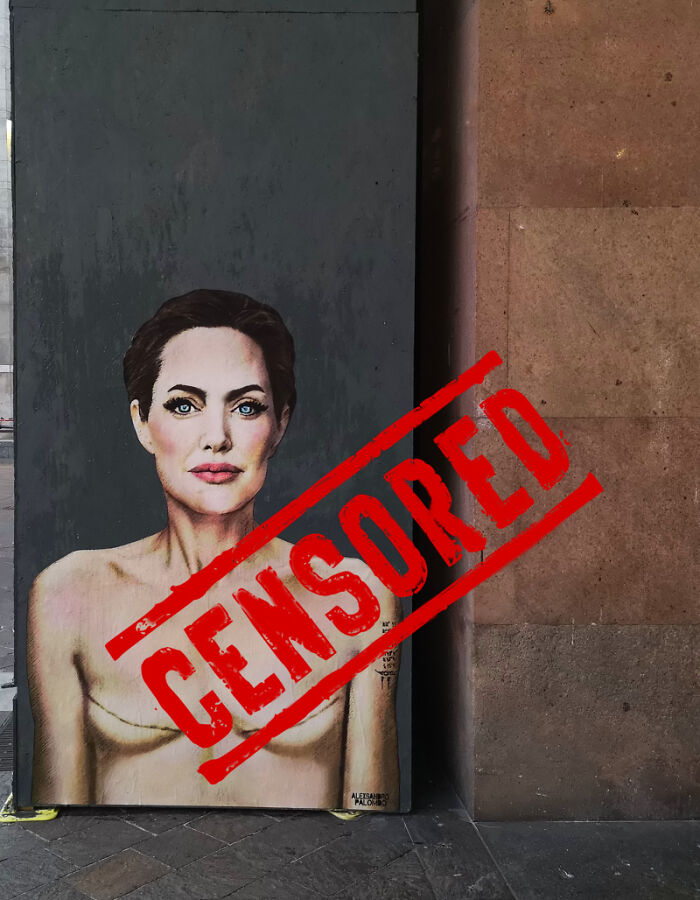Milan Removed The Famous Mural With Angelina Jolie With Mastectomy Scars Painted By Alexsandro Polombo Milan Removed The Famous Mural With Angelina Jolie With Mastectomy Scars Painted By Alexsandro Polombo