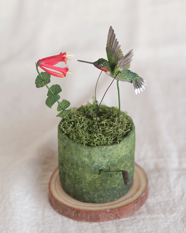 Coral Dreams: My Miniature Paper Automata Sculpture Of A Flying Ruby-Throated Hummingbird (4 Pics) Coral Dreams: My Miniature Paper Automata Sculpture Of A Flying Ruby-Throated Hummingbird (4 Pics)