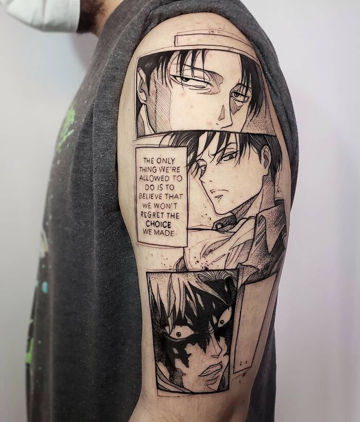 Levi Akerman Manga Panel Tattoo