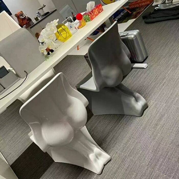 White butt shaped chairs 