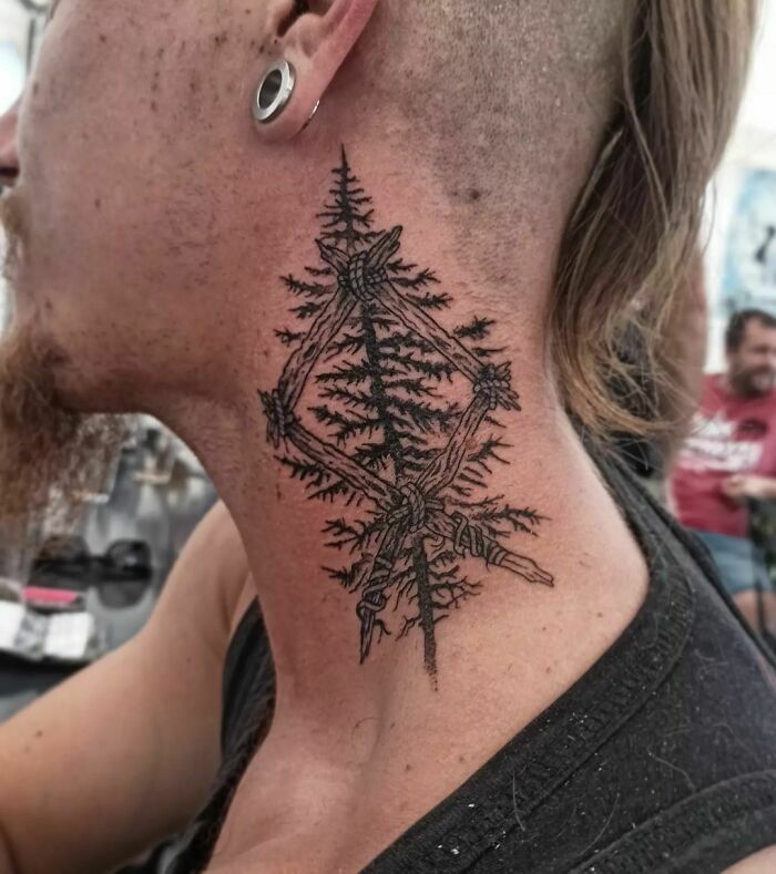 Neck Tree Tattoo