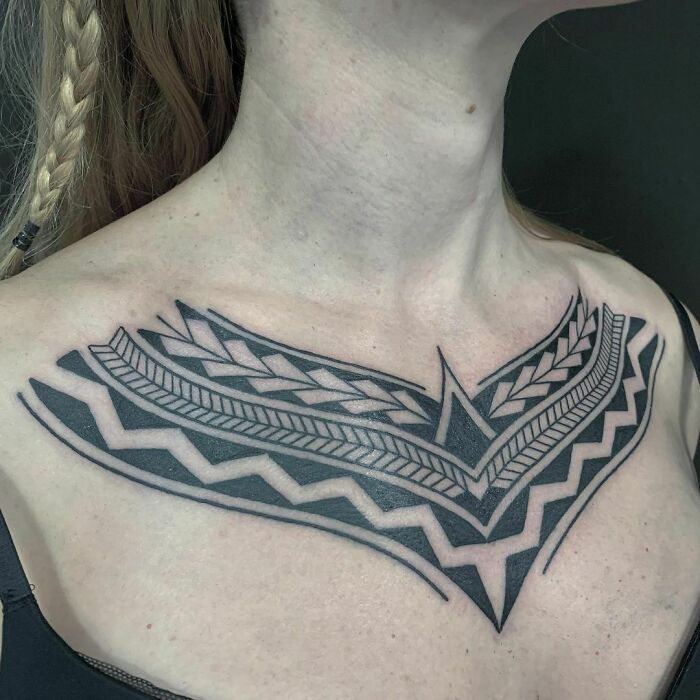 Tribal Collarbone Tattoo