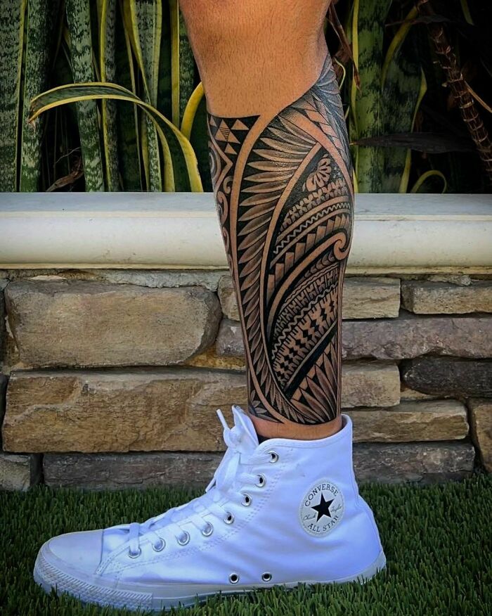 Tribal Lower Leg Tattoo