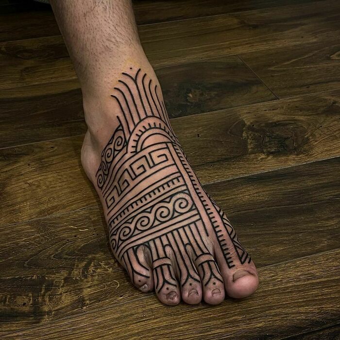 Tribal Tattoo On The Foot