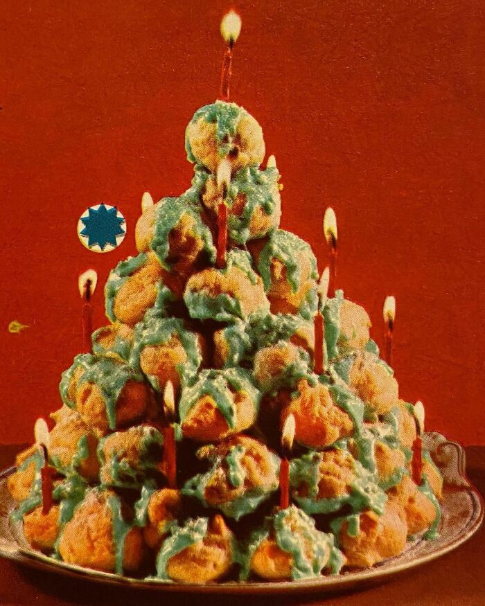 Cream Puff Christmas Tree (Betty Crocker’s Festive Fixin’s With A Foreign Flair, 1964)