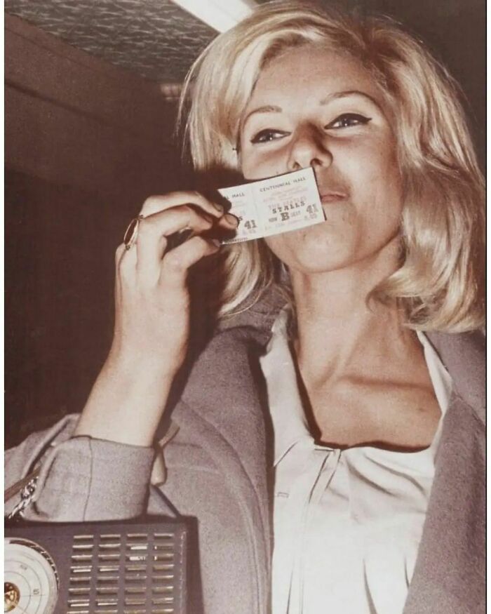 "My Excited Grandmother Holding Her Ticket To A Beatles Concert (Australia 1964)."