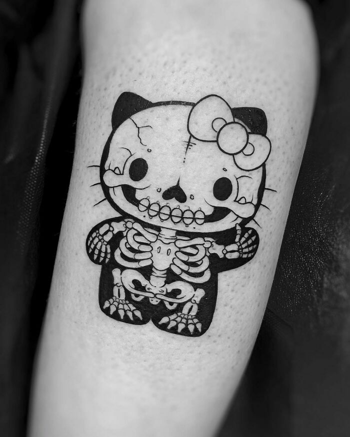 Hello Kitty Skeletal Tattoo
