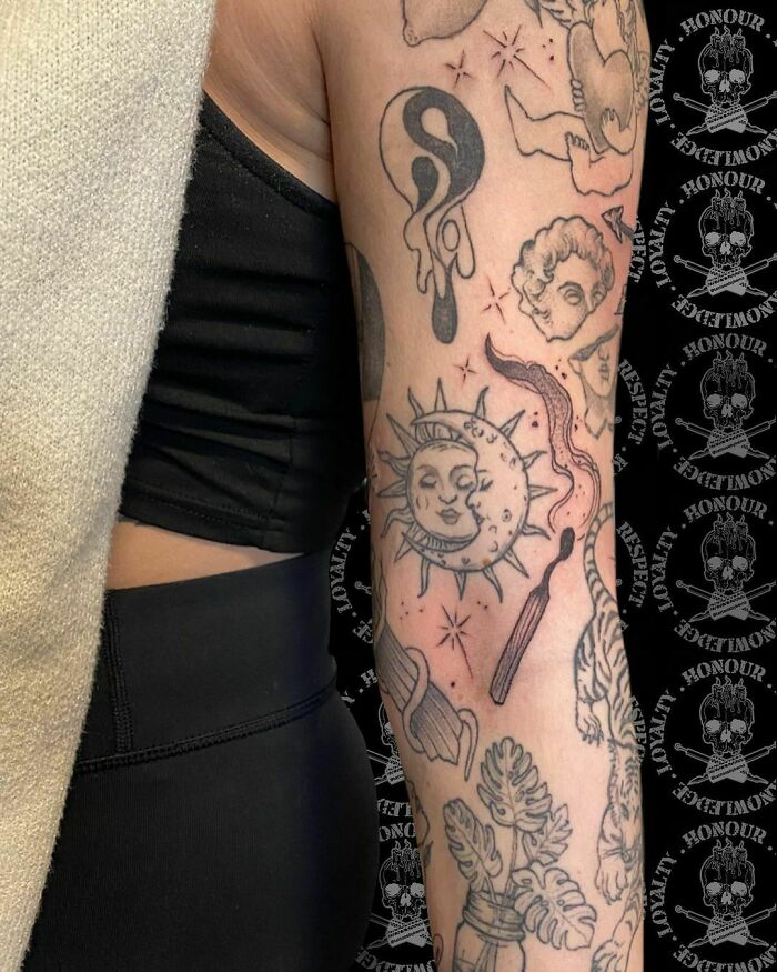 Arm Sleeve Patchwork Tattoos
