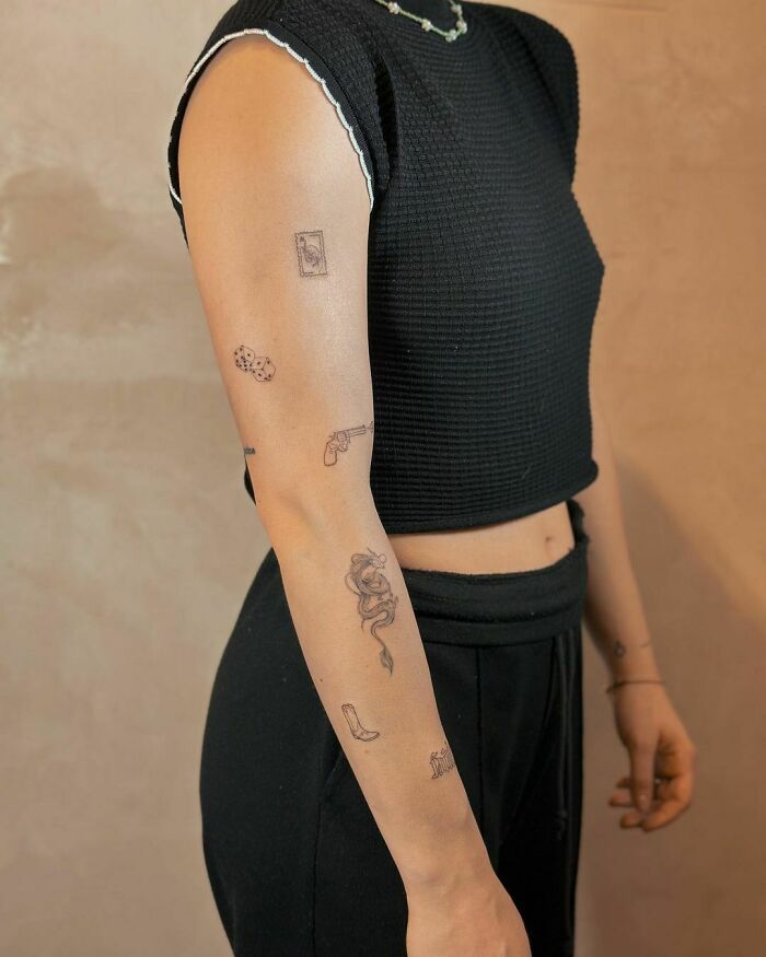 Small Half Arm Patchwork Tattoos Sleeve