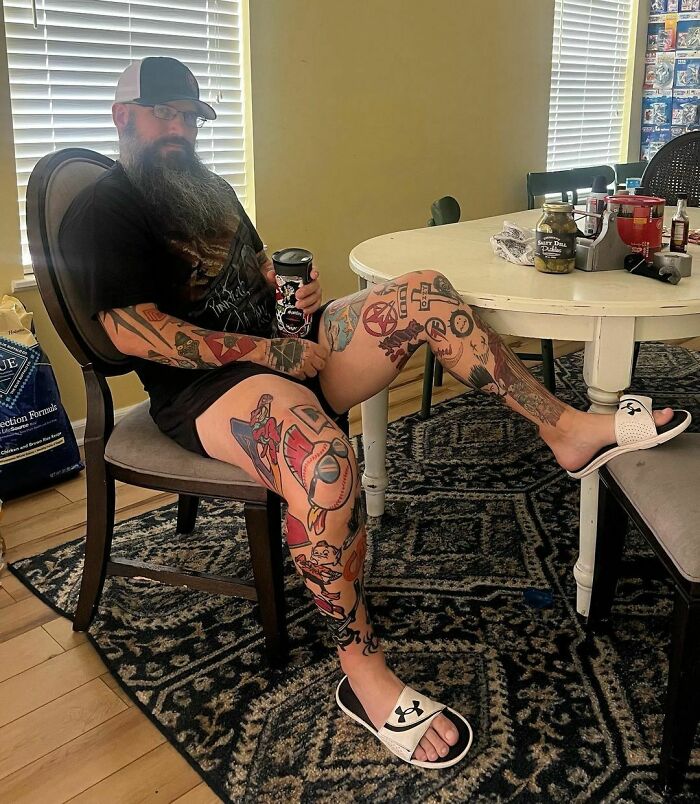 Colorful Arms And Legs Patchwork Tattoos