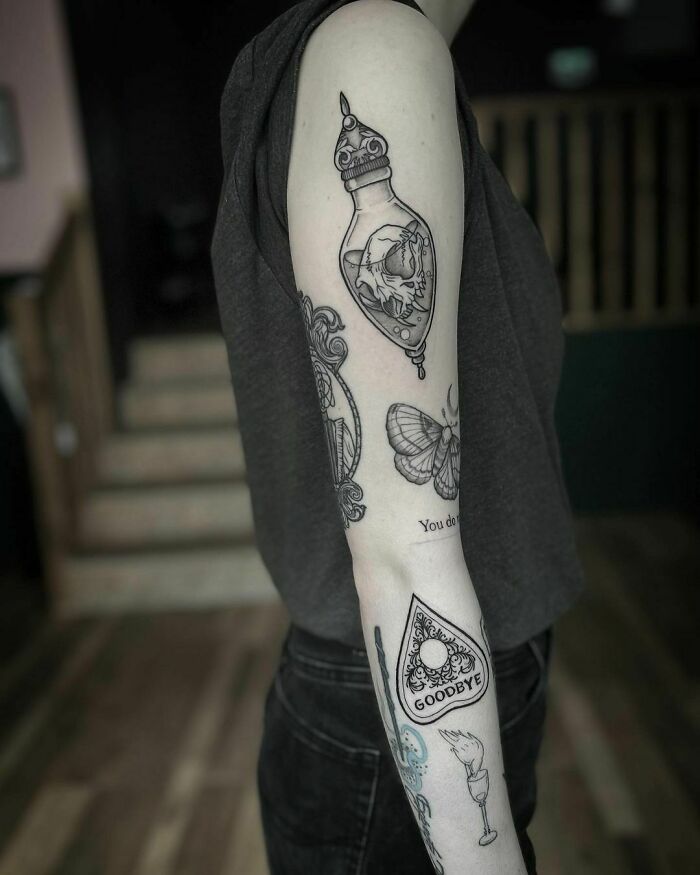 Full Arm Patchwork Tattoos Sleeve 